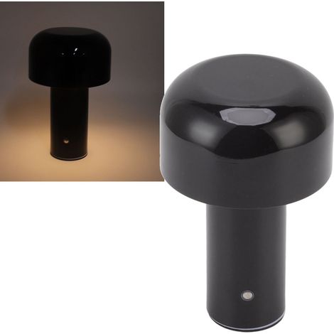Pilzförmige Touch-Schreibtischlampe für Schlafzimmer, Büro, Ausstellungshalle, Bar, Restaurant und Arbeitszimmer USB-aufladbar schwarz. (1/5)