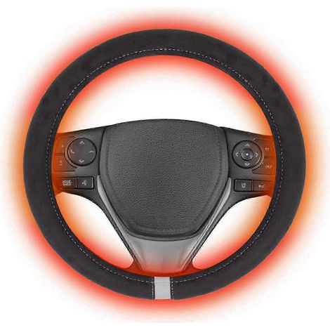 Housse de volant chauffante 12 V, design anti-nœuds, chauffe-mains pour voiture, kit de 38 cm (15 pouces), le meilleur choix (1/4)