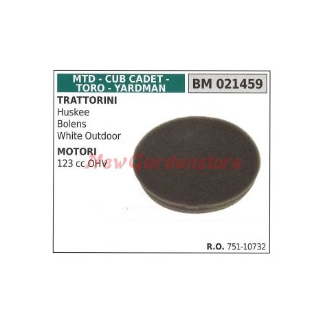 Filtro de aire MTD motor 123 cc OHV montado en tractor de césped HUSKEE BOLENS 021459