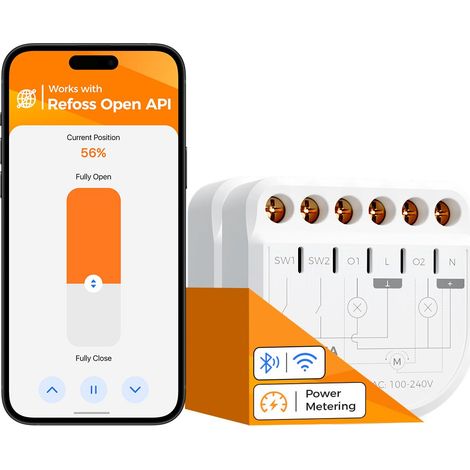 Interrupteur Connecté 2 Canaux 16A – Relais WiFi Intelligent Pour Volets Roulants et Lumières, avec Compteur d'Énergie, API locale, Compatible Assistant et , 2 Pièces (1/5)