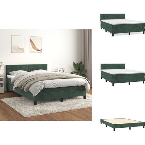 Boxspringbett mit Matratze Dunkelgrün 140x190 cm Samt - Samtbett - Boxspringbett - Doppelbett - Bettenrahmen - Schlafsofa (1/5)