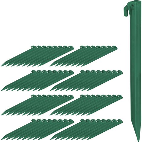 Piquet de fixation, lot de 64 sardines de tente, piquets d'ancrage, pour sol et jardin, 31 cm de long, plastique, vert