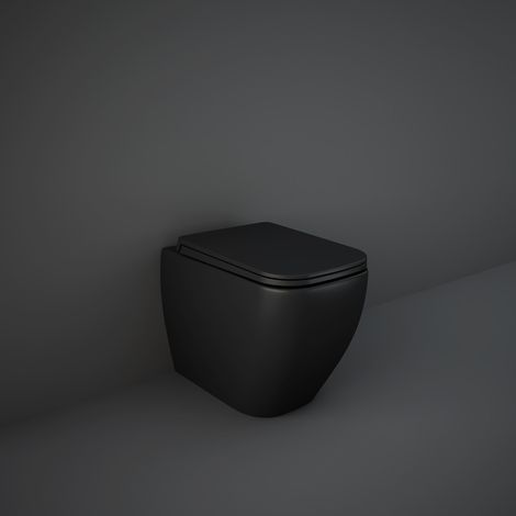 RAK Feeling Rimless Back to Wall Toilet 525mm Projection with Soft Close Seat - Matt Black (1/3)