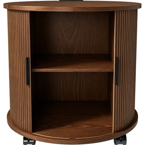 GagaTable de nuit ronde Walnuss 60 x 60 cm, prise 2 USB (1/5)