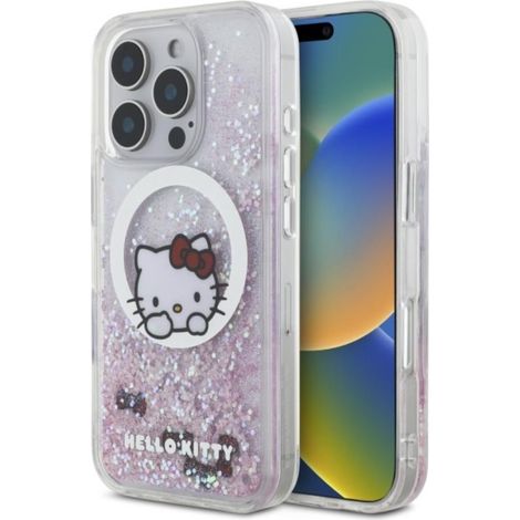 Custodia per iPhone 16 Pro con glitter liquido e fiocchi Sweet Kitty - MagSafe (bianca) (1/5)