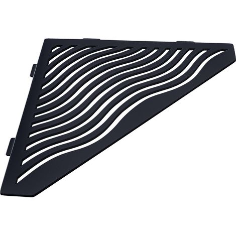 U-Tile – Etagère de douche en acier inox noir 20,4 x 20,4 cm – Fixation sans perçage – Épaisseur 2 mm – Design ergonomique pour joints minimalistes