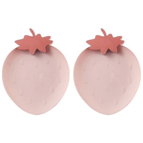 BUNTHAUS Plateaux en plastique à la fraise Assiettes à collations Bols de cuisine, 2 assiettes en plastique en emballage de service Plateaux (1/5)