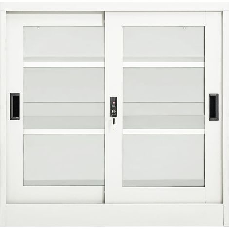 Schrank mit Schiebetüren Weiß 90x40x90 cm Stahl