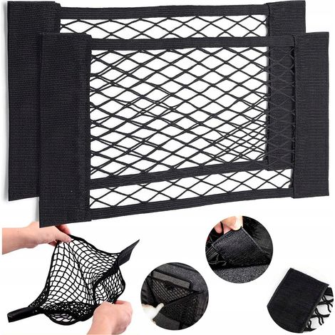 Organizer-Tasche aus robustem Netzgewebe mit Klettverschluss für den Kofferraum, 40 x 25 cm