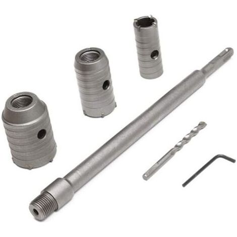 Mèche de forage en béton avec manche rond de 350 mm SDS Plus Trépan pour trou de sciage de béton Mèche de forage pour mur en pierre de ciment avec expansion de 30/40/50 mm (Argent) (1/5)