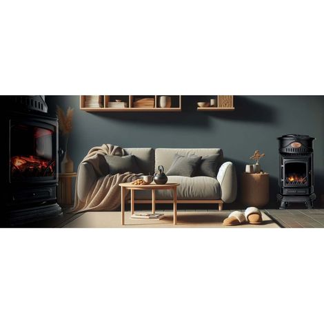 Universal – Poêle à gaz 3,4 kW noir mat – Fonte véritable – Autonomie 60h – Compatible butane 6/13 kg – Installation rapide sans conduit — vue 3