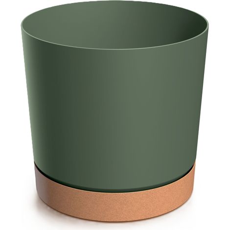 Pot de fleurs rond en plastique à base verte, 29,2 cm, Tubo (1/2)