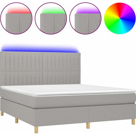 Maison Exclusive - Letto a Molle Materasso e LED Grigio Chiaro 180x200 cm Tessuto (1/5)