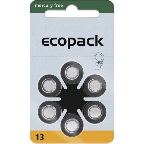 Pile bouton ZA 13 zinc-air ecopack 285 mAh 1.4 V 6 pc(s) S362011 (1/4)