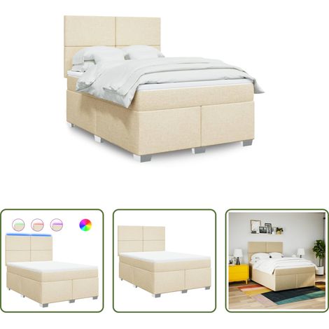 Matelas à ressorts ensachés - Sommier à lattes de lit avec matelas Crème 140x200 cm Tissu (1/5)