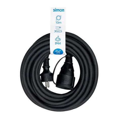 Prolunga professionale 10 m, IP44, H07RN-F 3 G 2,5 mm², 1 presa con coperchio, da 16 a 250 V, nero