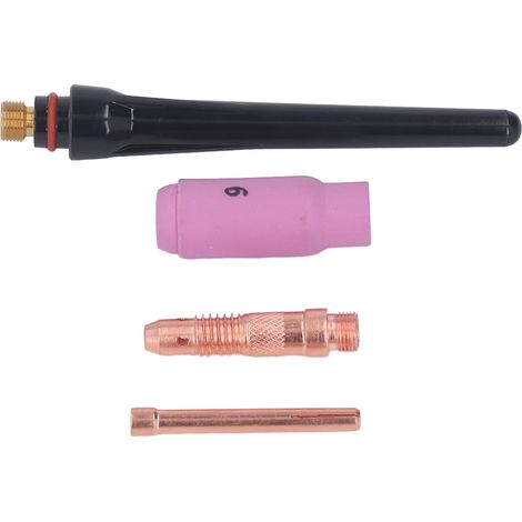 Kit complet accessoires torche soudage TIG argon avec buse céramique, électrode tungstène, pince et connecteurs. (1/5)