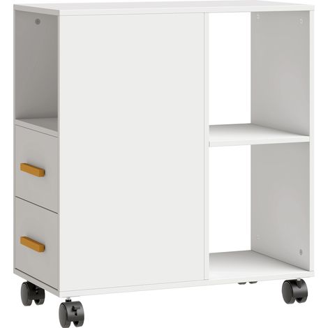 GagaSupport pour imprimante avec etagere reglable et roulettes 60 x 30 x 65 cm Blanc (1/5)