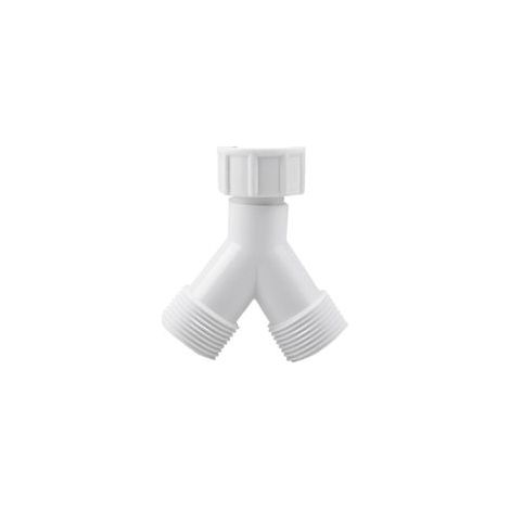 Conector en Y doble para lavadora y lavavajillas. Adaptador de desagüe con rosca de 3/4". Conector para grifo y electrodomésticos. Plástico reforzado de alta resistencia.