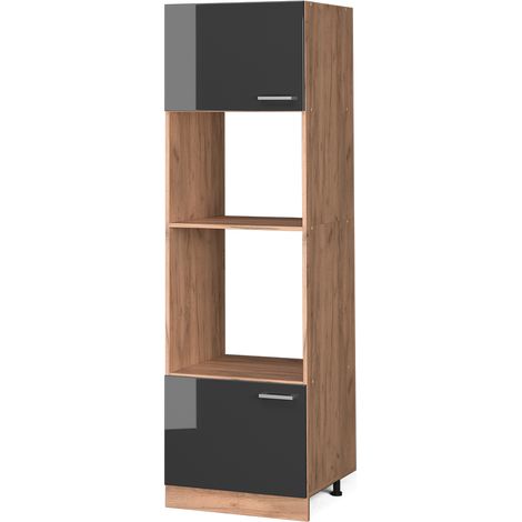 Mobile cucina microonde R-Line, Antracite lucido, 60 cm, Vicco