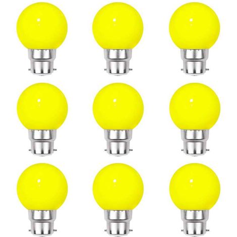 Lot de 9 ampoules Led Jaunes B22 Incassables - Guirlandes guinguette - Culot baïonnette