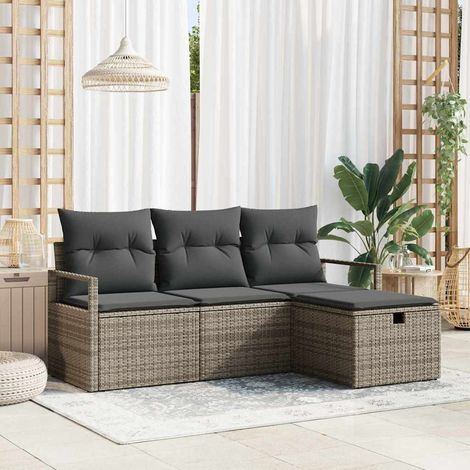 Conjunto de sofá de jardín 4 pcs Gris 175 x 117 x 85 cm