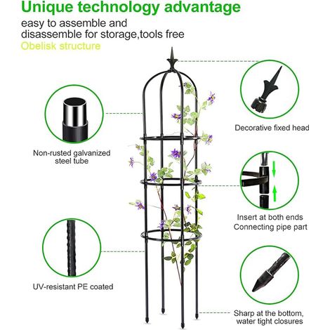 Garden Obelisk, Climbing Plant Stand, Stable Tomato Cage, Trellis Climbing Vegetables (1/3)