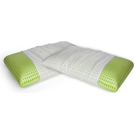 Talamo Italia Set di 2 Cuscini per letto, 100% Made in Italy, Guanciale sfoderabile a "saponetta" in Memory Foam forato ,Anallergico e Traspirante,70x40xh16 cm, con imballo rinforzato