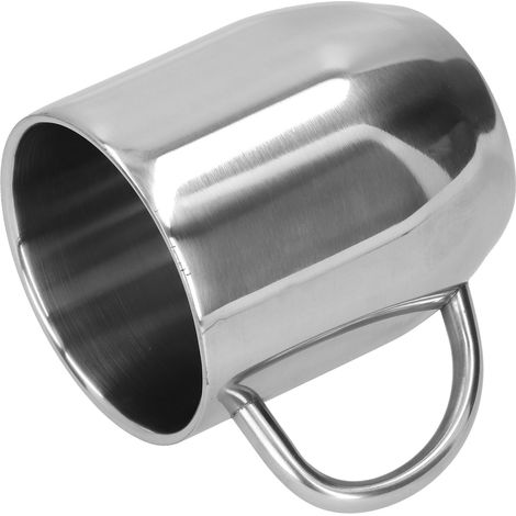 Tasse à café double paroi en acier inoxydable 304 avec anse épaisse et marquage, 350 ml, pour le bureau (1/5)
