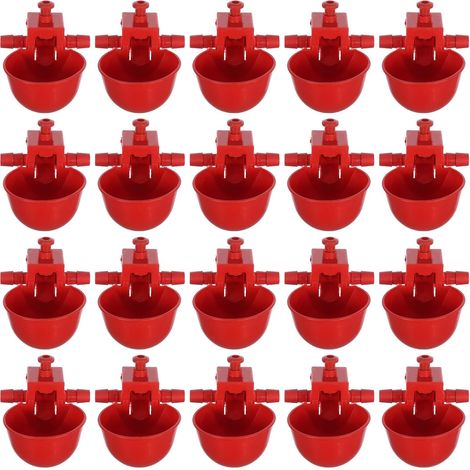 Abreuvoir Automatique pour Poussins et Pigeons Rouge, 20 Pièces Plastique, Volume D’eau Réglable, Usage Élevage de Poules en Ferme Domicile, Anti-gaspillage Couleur Aléatoire (1/5)