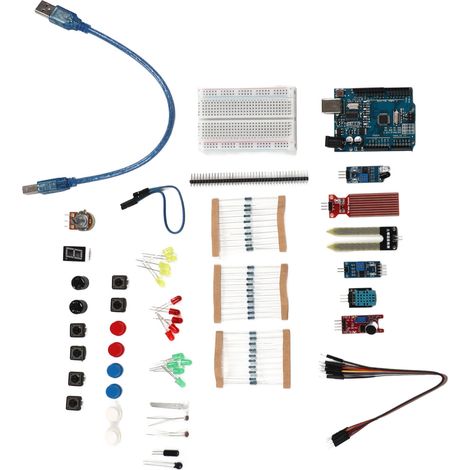 Compatible avec le nouveau kit UNO R3 à 400 trous comprenant un interrupteur, un condensateur, un capteur, un module d'évitement d'obstacles et une LED. (1/5)