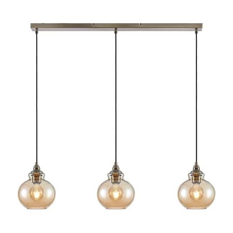 [GEBRAUCHT] B-Ware Lindby Tymoni Glas Pendelleuchte Hängeleuchte Deckenlampe Lampe Amber 3 Flammig