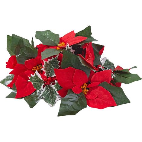 Guirlande De Noël Éclairée - 300 Cm - Feuillage Artificiel Rouge - Pour Décoration De Table Et Intérieur - 1 Pièce (1/5)