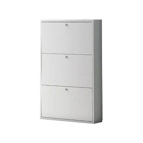 Scarpiera slim da interno a 3 ante in legno nobilitato melaminico 73x15xH110 cm - White (1/6)