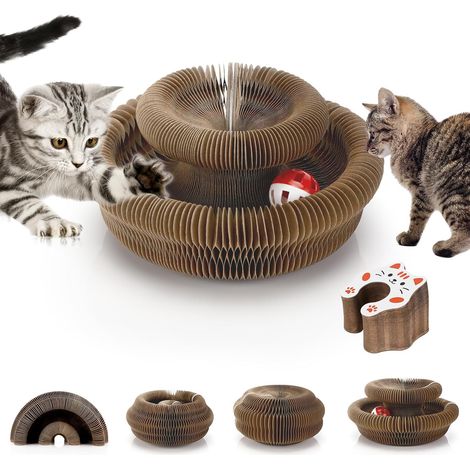 1 Griffoir Chat, Carton Ondulé, Grelot, Structure Pliante, Jouet Interactif, Intérieur (1/5)