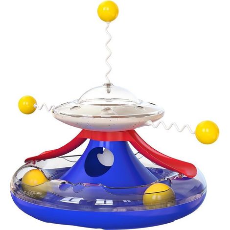 Jouet Pour Chat Oscillant Avec Disque Rotatif Et Distributeur De Friandises, Circuit De Balles Interactif, Pour Un Entraînement Ludique Et Stimulant. Son Embout Mobile Évite L'ennui Et Favorise L'acti