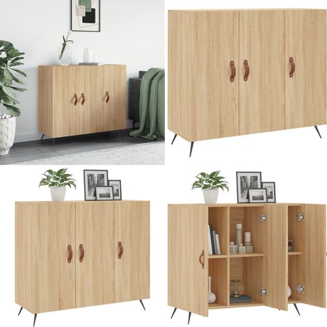 Sideboard Sonoma-Eiche 90x34x80 cm Holzwerkstoff - Sonoma-Eiche - Schrank Holz (1/5)