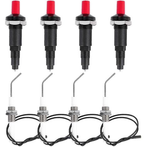 Kit de 4 allumeurs piézo à propane de type poussoir, fil de 30 cm pour barbecue à gaz (1/5)