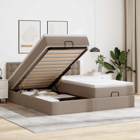 Estructura cama otomana colchones cappucino cuero sintético vidaXL (1/5)