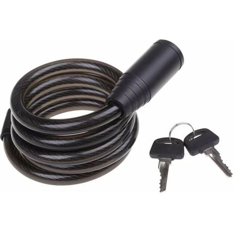 Candado de bicicleta en espiral con 2 llaves / candado en espiral, 120 cm de largo, ideal para fijar de forma segura accesorios como cascos, sillines y más a todo tipo de bicicletas - Ternel (1/5)