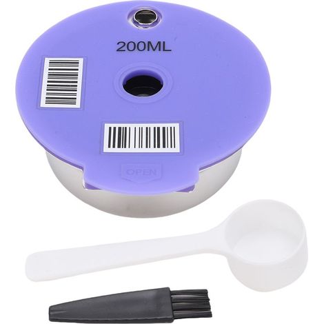 Capsule Reusable pour Cafetière Stainless Steel Silicone Refillable 200ml avec Spoon Brush fit Happy Vivy Suny Myway (1/5)