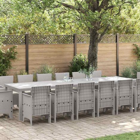 Garten Essgruppe 15 pcs Hellgrau Polt Rattan