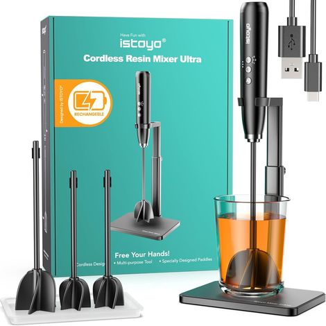 Rechargeable Mélangeur de résine Ultra, Mélangeur époxy de Contrôle à 3 Vitesses Amélioré avec Mode, pour Moules en Résine, Fournitures, Bricolage