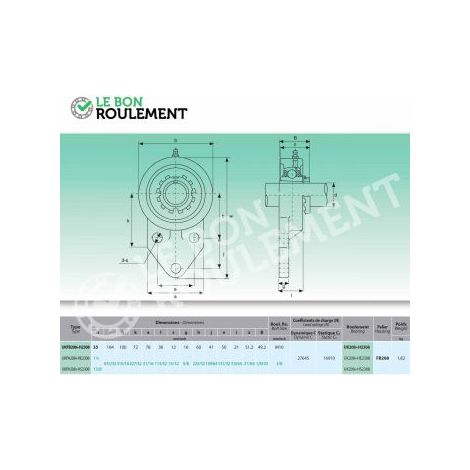 Palier fonte UKFB208+H2308