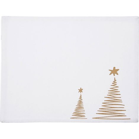 Mantel navideño de algodón blanco con diseño de ÁRBOL DE NAVIDAD, 33,5 x 26 cm.