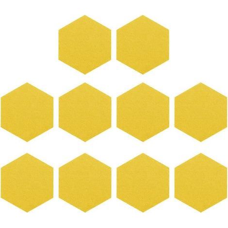 Lot de 10 panneaux acoustiques hexagonaux en feutre pour tableau mémo de studio d'enregistrement-14X12X0.5CM-Yellow (1/3)