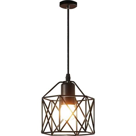 Industrie Pendelleuchte, Schwarz Hängelampe E27 Vintage Metall Käfig Deckenlampe Höhenverstellbar für Esszimmer Küche Wohnzimmer