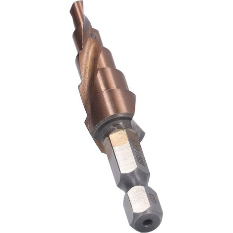 Mèche hélicoïdale M35 à gradins, pointe X 118° pour perçage précis, tige hexagonale en acier rapide. (1/5)