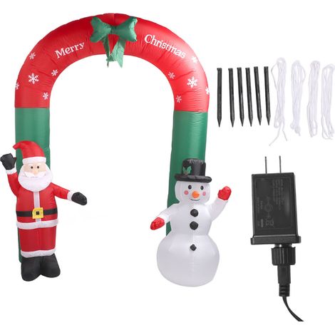 Arche gonflable de Noël 7,9 pi Père Noël Bonhomme de neige, décoration extérieure pour jardin, pelouse, fête, prise US 100-240V (1/5)