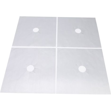 Lot de 4 protections de brûleurs de cuisinière à gaz avec revêtement PTFE antiadhésif, couleur argent, 27 x 27 cm, épaisseur 0,1 mm (1/5)
